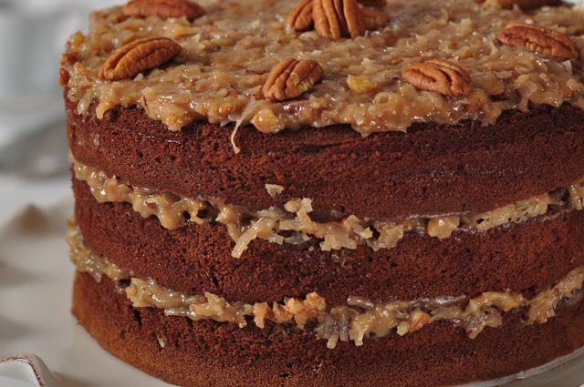 Top Rated German Chocolate Cake Recipe / German Chocolate Cake Recipe - Joyofbaking.com *Video Recipe* : In a large bowl, beat cream cheese and butter until fluffy.