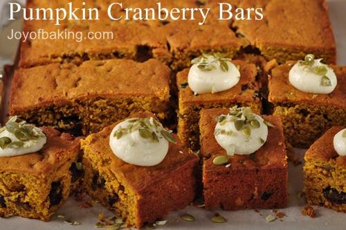 Pumpkin Cranberry Bars Recipe